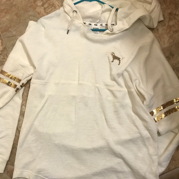 PINK Victoria's Secret Tops - PINK cream colored hoodie